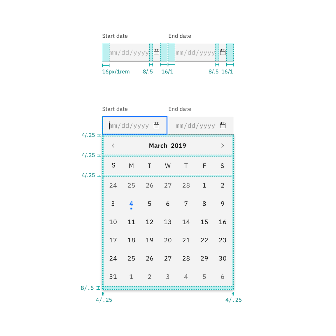 Spacing for date picker Spacing for date picker