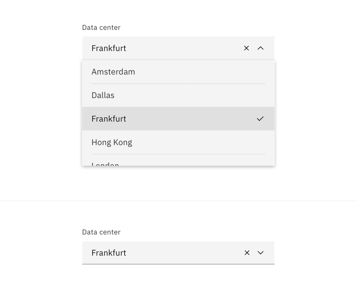 Combobox selected state. Combobox selected state.