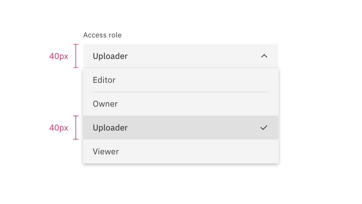Dropdown field and option size relationship Dropdown field and option size relationship