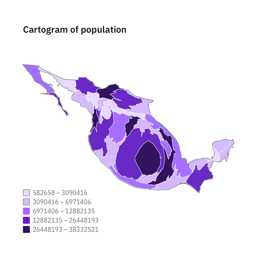 Cartogram of population Cartogram of population