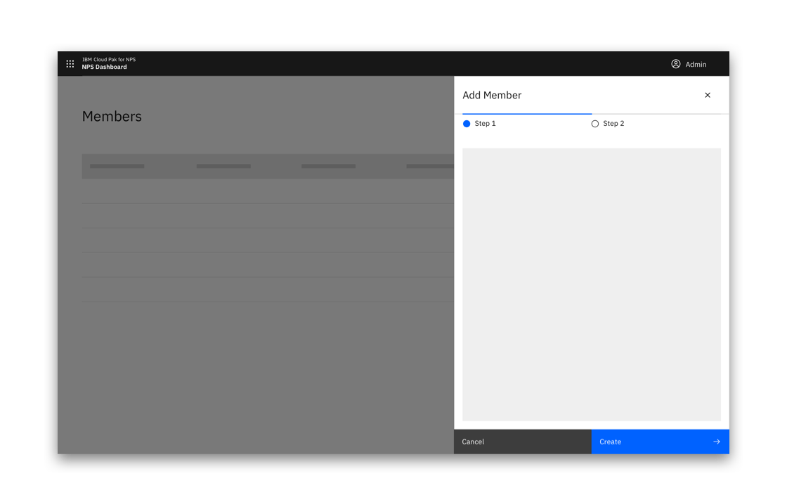 Example of a side panel multistep creation flow Example of a side panel multistep creation flow