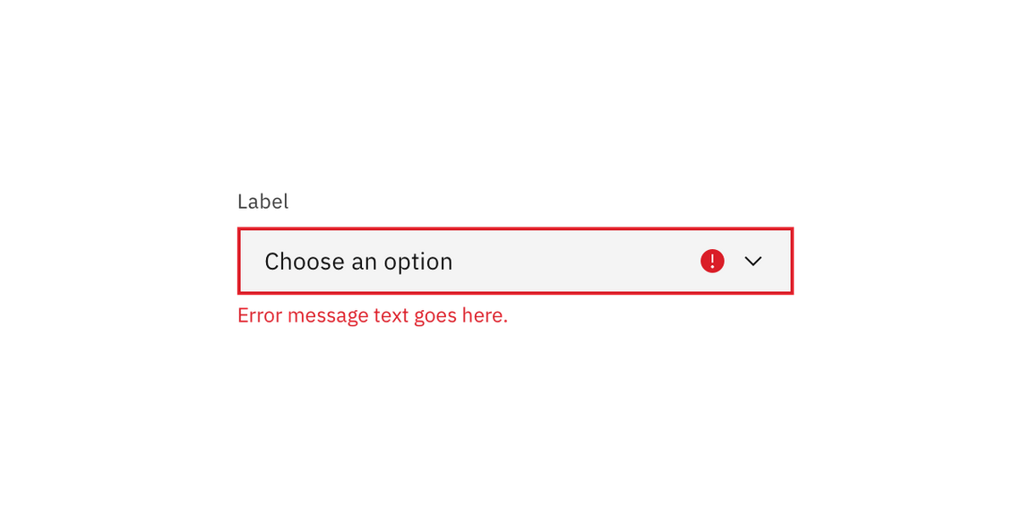 Dropdown invalid state. Dropdown invalid state.