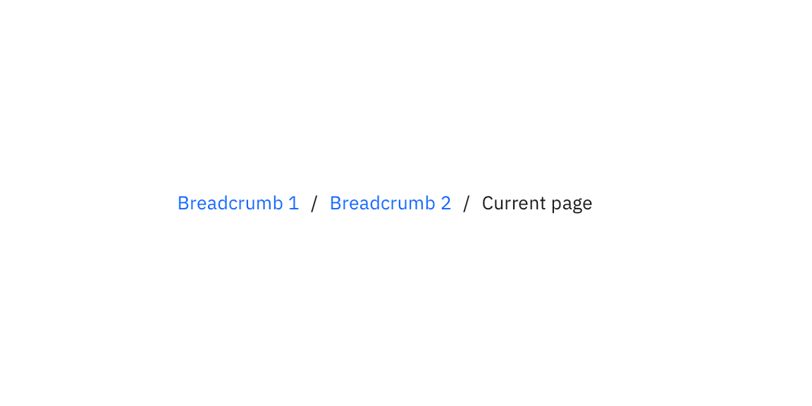 Breadcrumb showing current page Breadcrumb showing current page