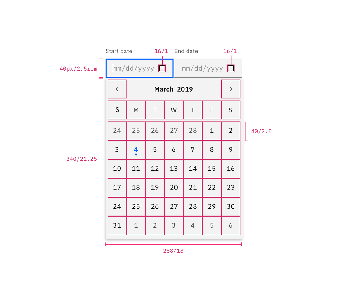 Structure for date picker Structure for date picker